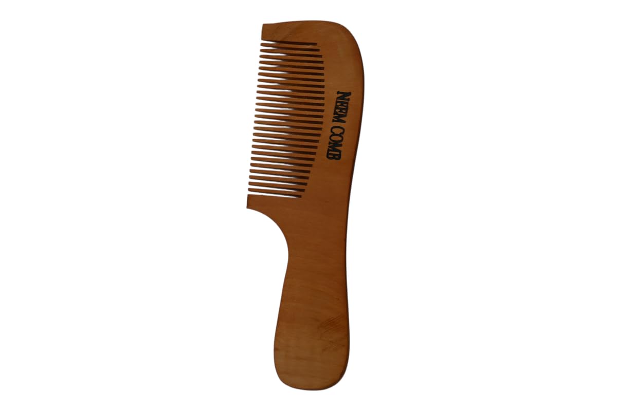 Caya Crafts Wooden Comb Made With Pure Neem Wood | Natural AntiDandruff & AntiHairfall Comb | Gentle Scalp Massage Hair Comb F