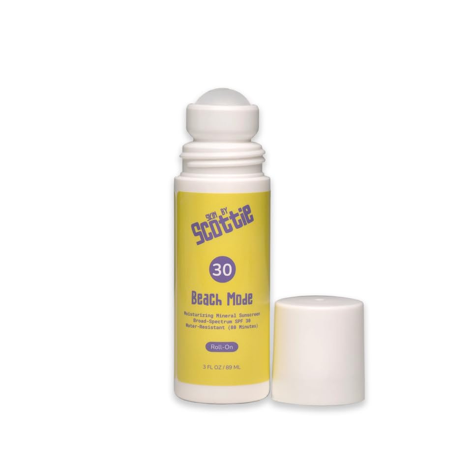 Skin by Scottie Beach Mode RollOn SPF 30 Mineral Sunscreen 3 fl oz | Broad Spectrum Zinc Oxide & Titanium Dioxide | WaterResis