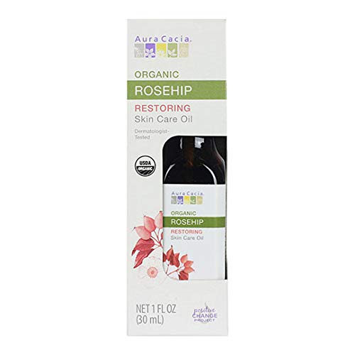Aura cacia Organic Rosehip Skin care Oil  gcMS Tested for Purity  30ml (1 fl. oz.) in Box