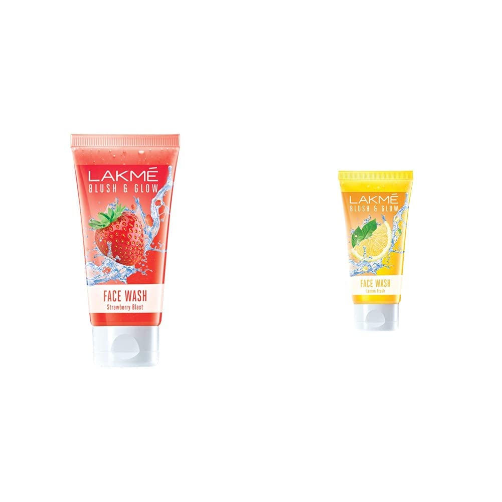 Lakm Blush & Glow Gel Face Wash, Strawberry Blast, 100G And Lemon Fresh, 100G