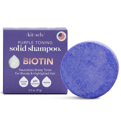 Kitsch Purple Shampoo Bar for Blonde Hair - Toning Purple Shampoo Bars with Biotin for Strengthening Hair & Neutralizing Brassy