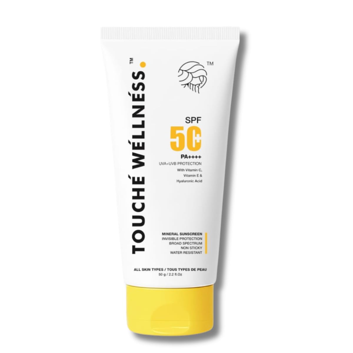 Touch Wellness SPF 50 PA+++ Mineral Sunscreen | Water Resistant Upto 8 hours | Chemical filter free | Nongreasy | Lightweight |