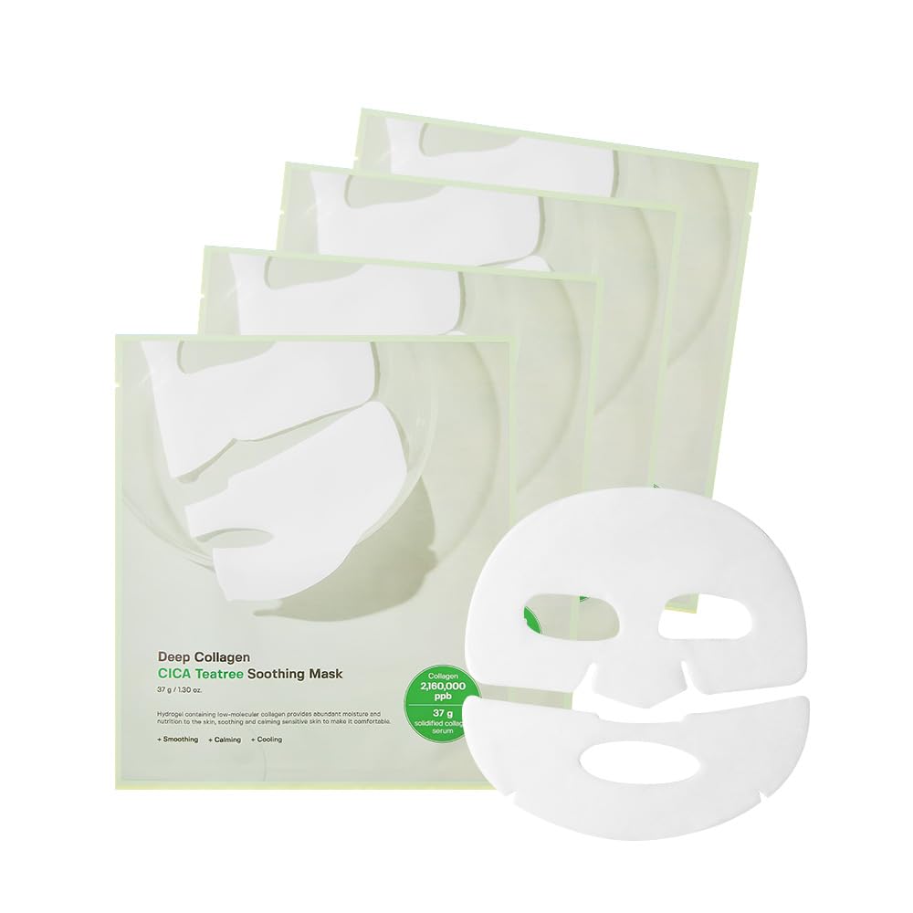 Sungboon Editor Deep Collagen Cica Teatree Soothing Overnight Mask 37Gx4Ea | The Real Collagen 2,160,000Ppb | Facial Hydrogel Ma
