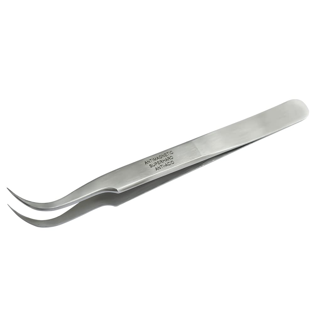 Vetus Tweezer Non-Magnetic Stainless Steel Curved Slant Tip Eyelash Eyebrow Tool St-15