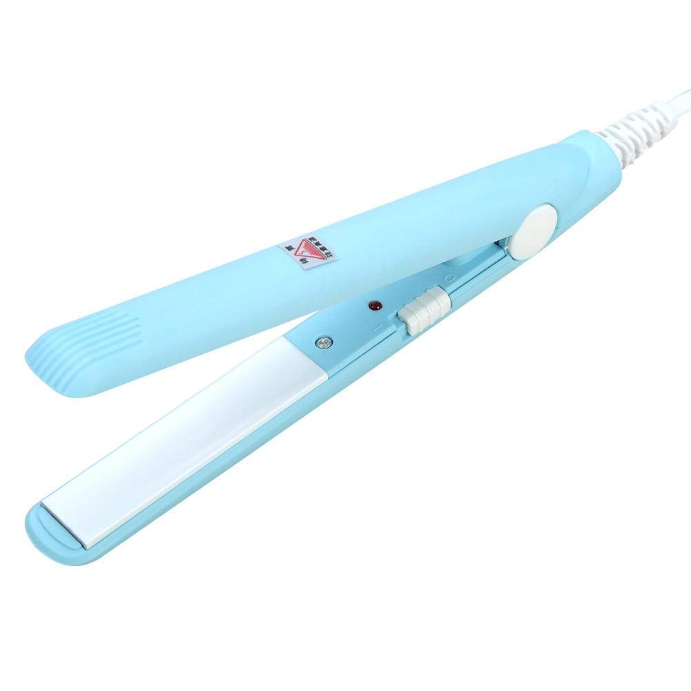 Portable 4 Colors 2 in 1 Mini Hair Straightener, Multifunctional Use Ceramic Tourmaline Plate Beauty Flat Iron Heating Curler (B