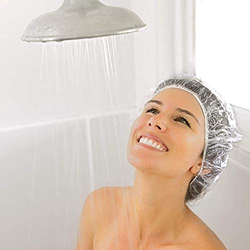 Auban Shower Cap Disposable, 30 Pcs Bath Caps Larger Thick Clear Waterproof Plastic Elastic Hair Bath Caps For Women, Hotel Trav