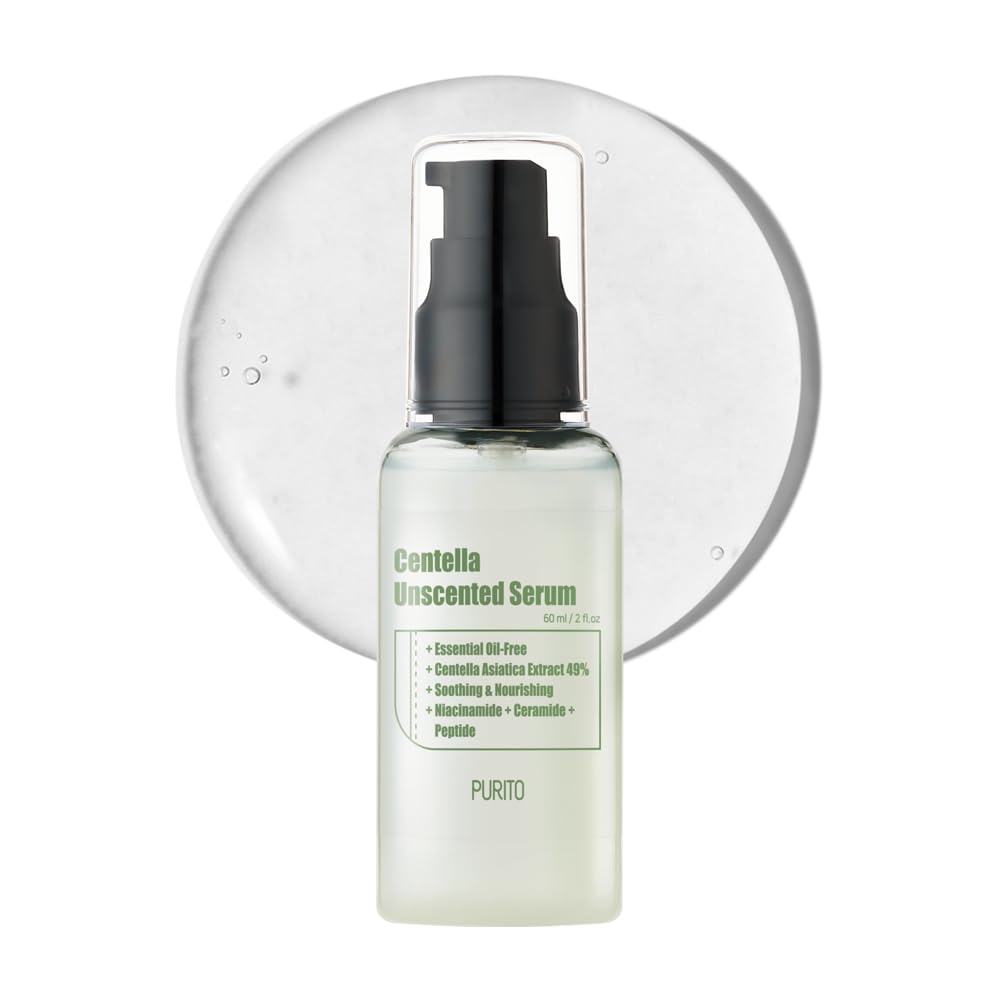 PURITO Centella Unscented Serum, for All Skin Types, Ampoule, Soothing, Calming, Facial Serum for face, Vegan & Cruelty-Free, Ko