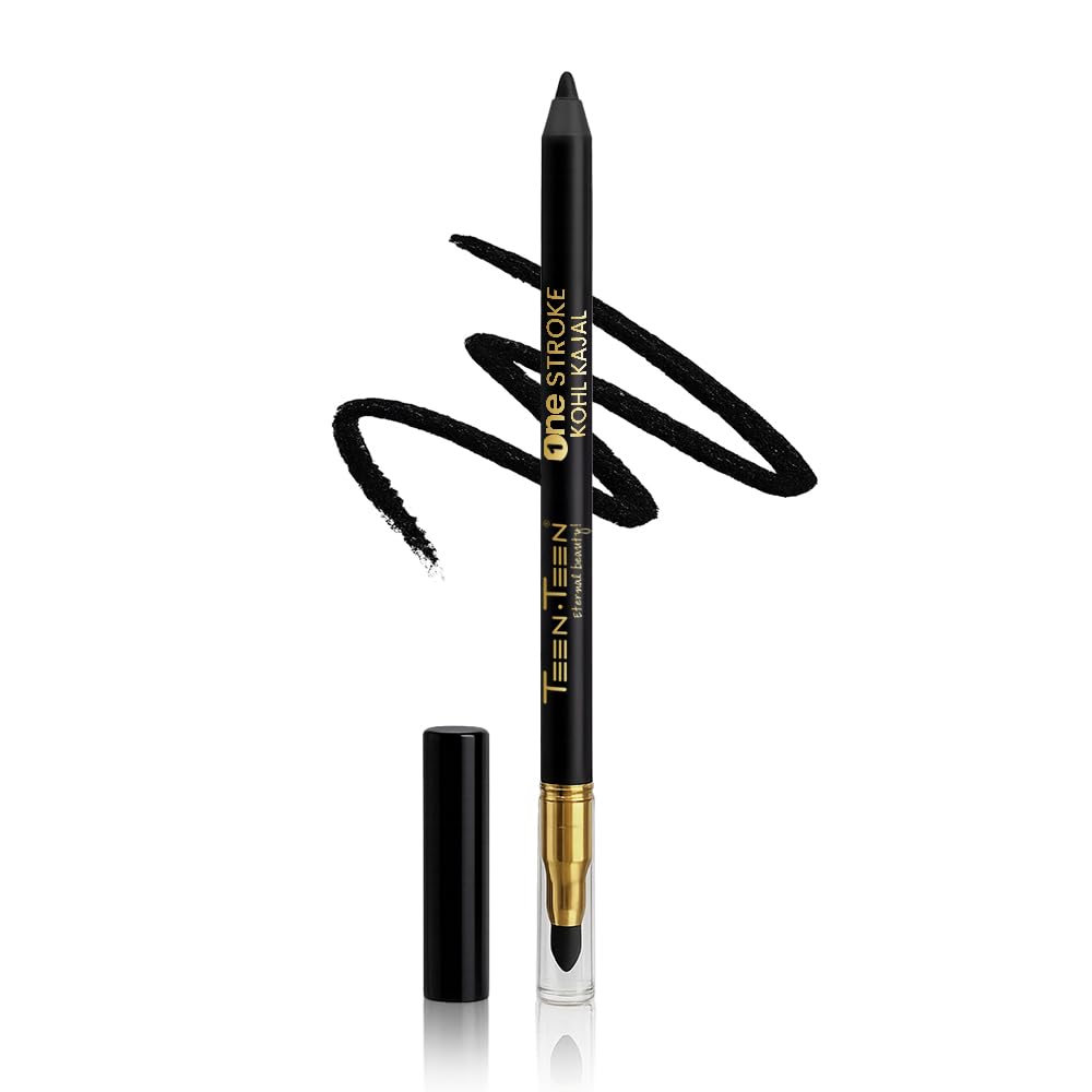 One Stroke Kohl Kajal, Transfer & Water Resistant, Highly Pigmented, SweatProof Texture, Butter Soft Application, Darkest Black