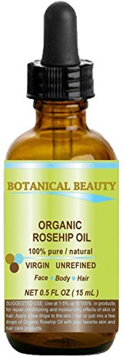 ROSEHIP SEED OIL Pure For Face, Skin, Hair and Body. Anti-Aging Moisturizer Facial Oil 0.5 Fl oz 15 ml by Botanical Beauty