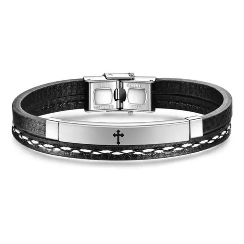 M Men Style Cross Leather Layered Bracelets For Mens Women Buckle Clasp Genuine Bracelet Wristband Vintage Cuff Jewelry Friendsh