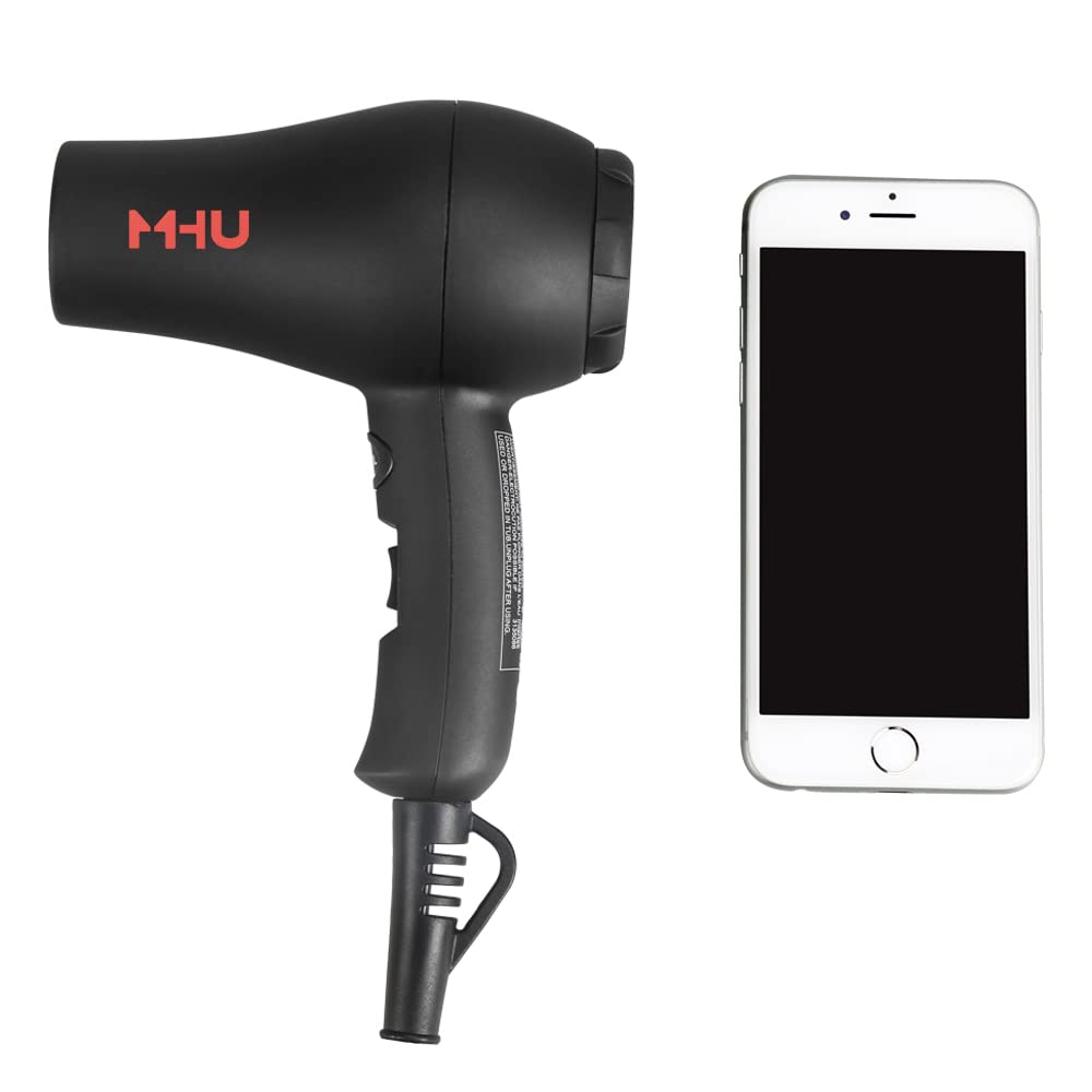 Mini Travel Hair Dryer 1000 Watts For Rv & Pouring Art Lightweight Ceramic Ionic Blow Dryer Compact Size Plus Concentrator Black