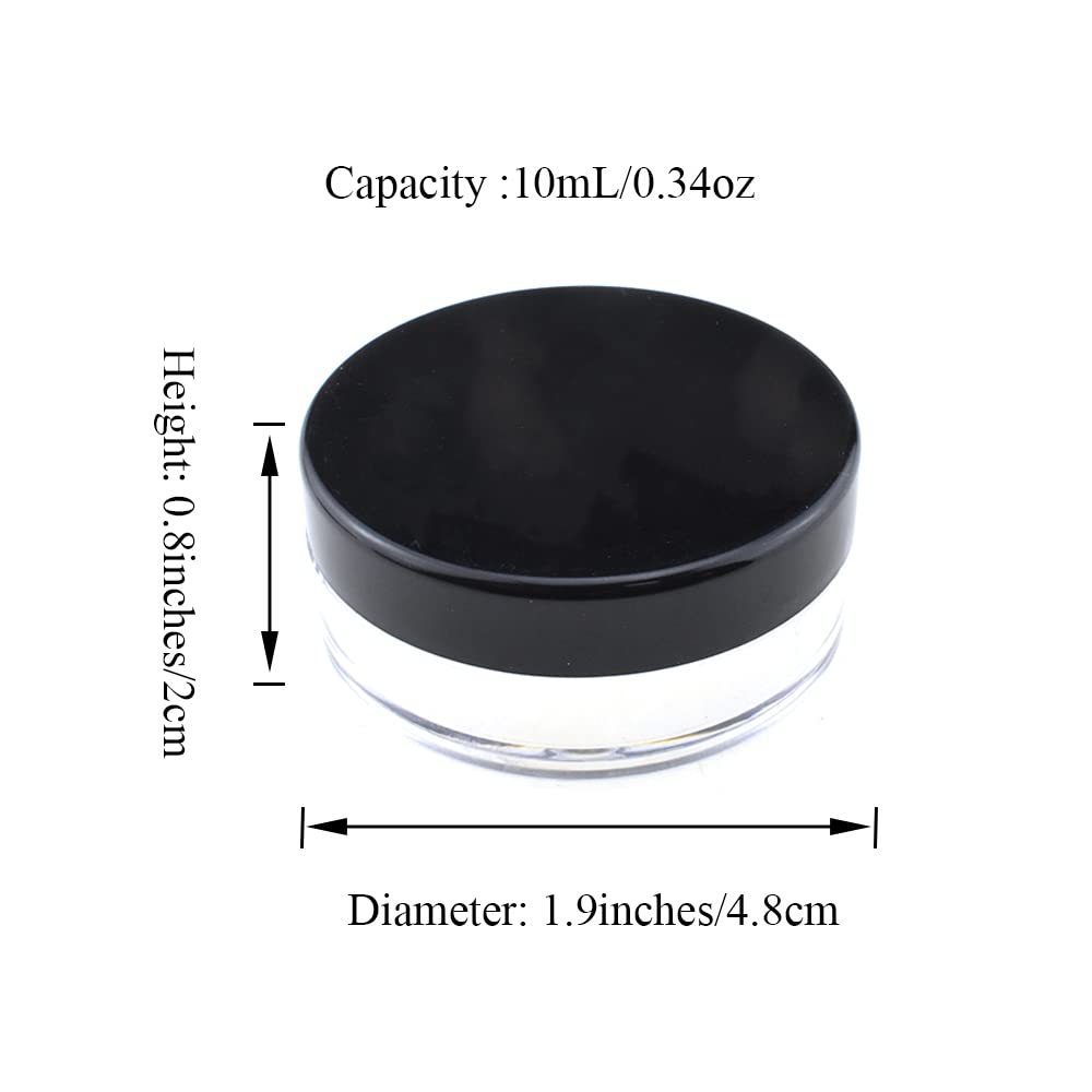 Hahiyo 4Pcs 10Ml/0.34Oz Plastic Empty Travel Powder Container Small Loose Powder Compact Case Makeup Cosmetic Jar Refillable Pow