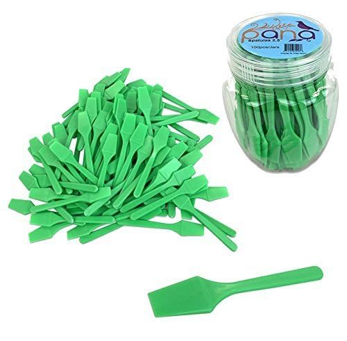 Pana 100Pcs Cosmetic Make Up Disposable Plastic 2.5'' Spatulas Skin Care Facial Cream Mask Spatula (100 Pieces In A Container) (
