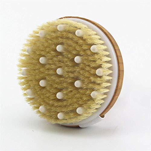 Ithyes Body Brush Dry Brushing Bath Brush Gentle Skin Exfoliate Massage Scrub 100% Nature Boar Bristles Bamboo Wood Improve Bloo