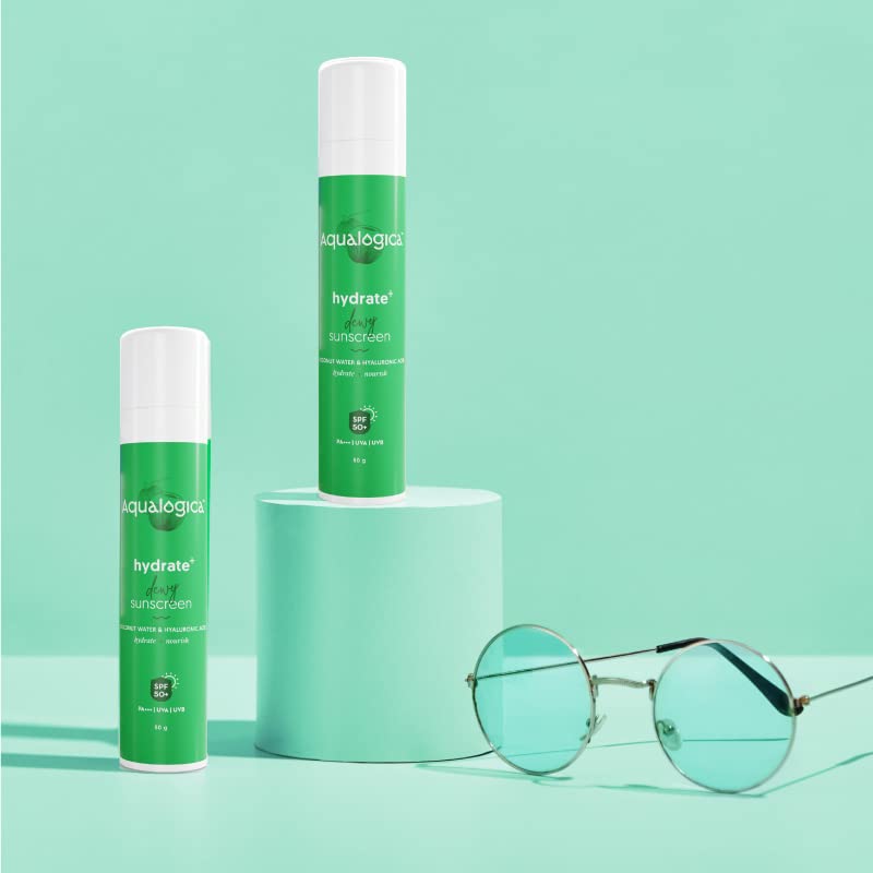 Aqualogica Hydrate+ Dewy Face Sunscreen With Spf 50+ & Pa+++ | Coconut Water & Hyaluronic Acid Infused Hydrating Lotion | 1.76 O