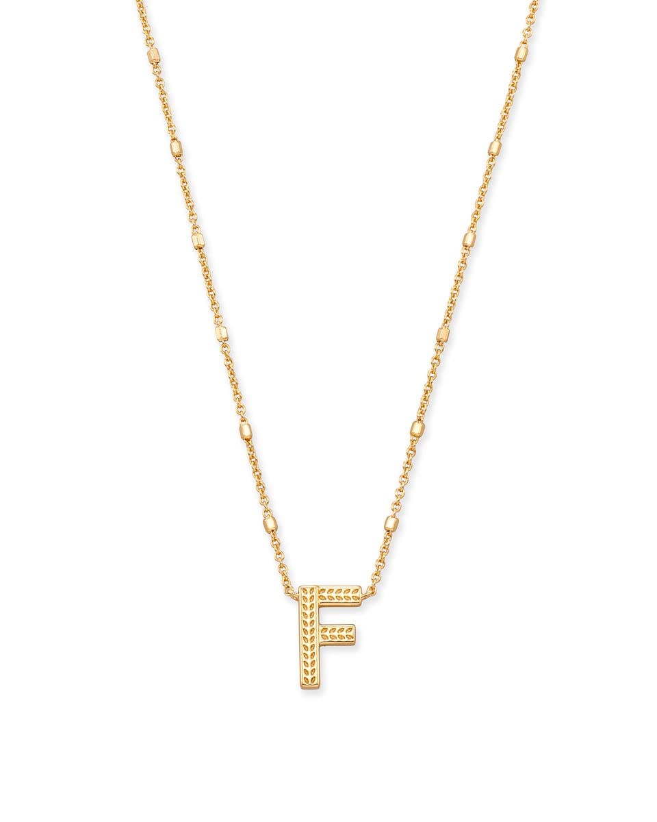 Kendra Scott Letter F Pendant Necklace for Women, Fashion Jewelry, 14k Gold-Plated Brass, Gold Metal, Letter F