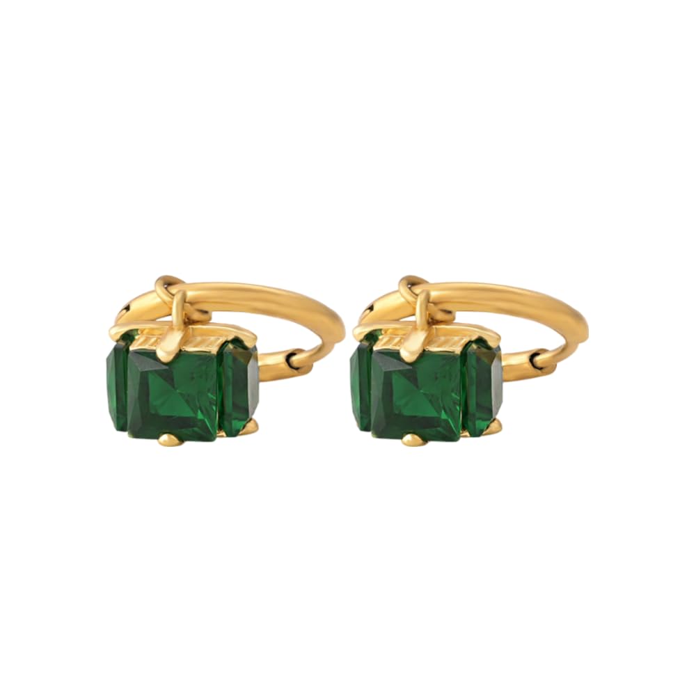 Palmonas Emerald Hoop Earrings | Gifts For Girlfriend | Gift For Women & Girls