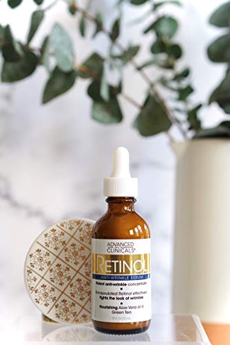 Advanced Clinicals 2 piece retinol skin care set. 16oz Spa Size Retinol Firming Cream and 1.75oz Retinol Serum for wrinkles, fin