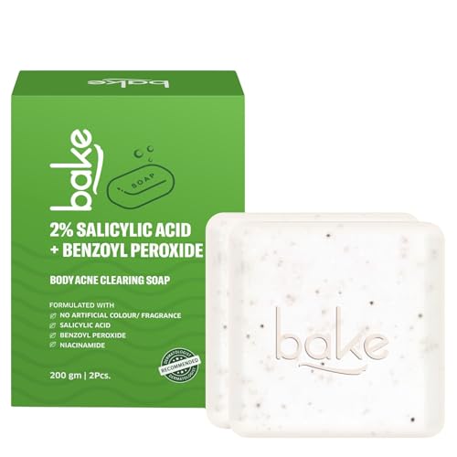 Bake 2% Salicylic Acid Soap (2 Pcs) Scrub Treatment With Niacinamide For Body & Back Acne, Reduces Strawberry Legs | Fades Dark 