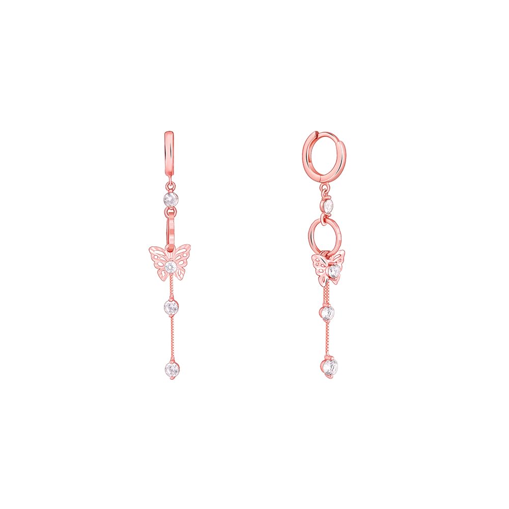 Giva 925 Silver Rose Gold Charming Butterfly Earrings| Drops To Gift Women & Girls | With Certificate Of Authenticity And 925 St