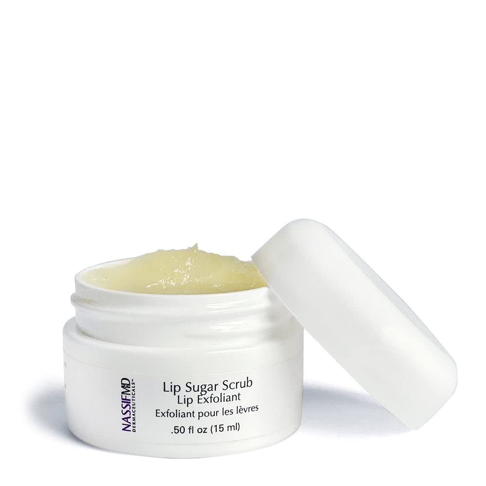 NassifMD Vanilla Lip Sugar Scrub, Lip Scrub Moisturizer and Exfoliator, Vanilla Lip Scrub, Exfoliating Lip Scrub with Jojoba Oil