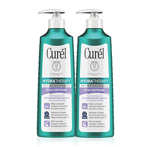 Curl Hydra Therapy In Shower Lotion, Itch Defense Body Moisturizer With Advanced Ceramide Complex, Vitamin E, & Oatmeal Extract,