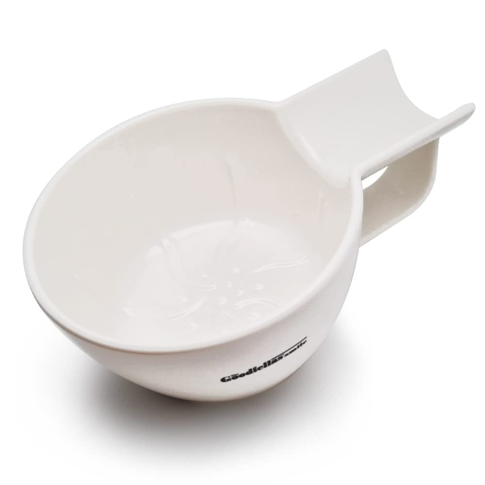 The Goodfellas' smile Beard Bowl - Resilient Resin Shave Bowl/Lathering Bowl with Brush Rest Insert (White)