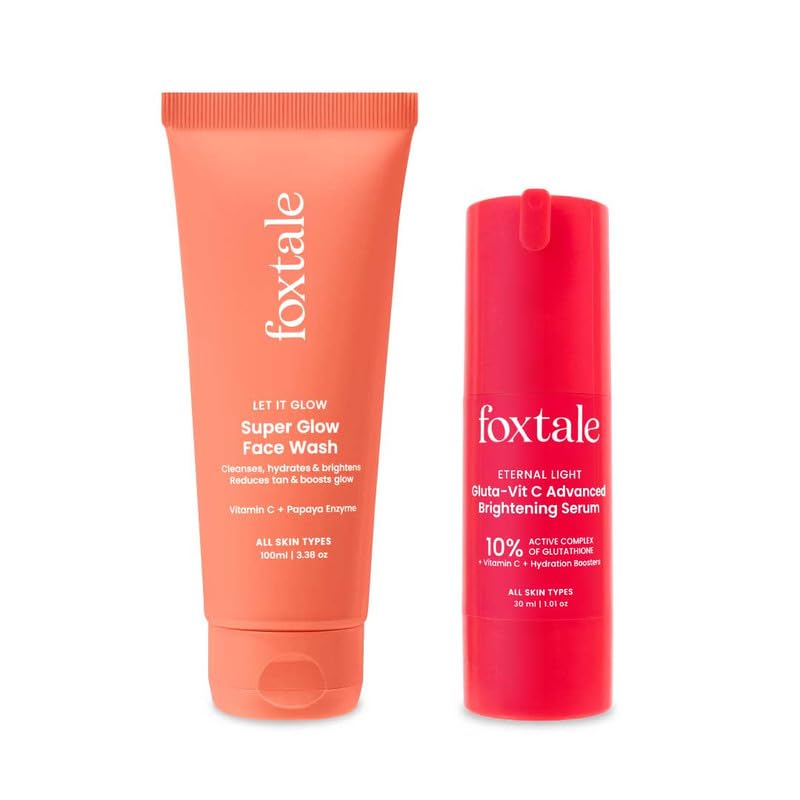Foxtale Double Glow Duo | Super Glow Face Wash (100Ml) + Eternal Light 10% Vitamin C + Glutathione Serum | Fades Tan, Brightens 