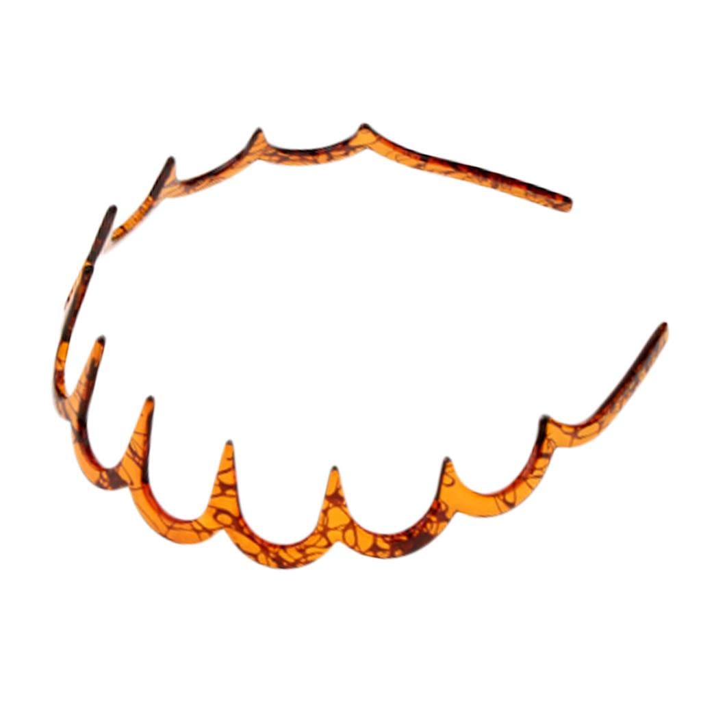 Jazzy Pearls Plastic Wave Hair Band Comb Headband With Deep Teeth Hair Accessory Brown