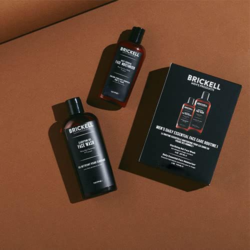 Brickell Men's Daily Essential Face Care Routine I, Gel Facial Cleanser Wash and Face Moisturizer Lotion, Men's Skincare Gift Se