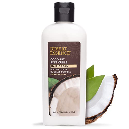 Desert Essence Coconut Soft Curls Hair Cream Infused with Black Oat & Nopal Cactus Extracts - Smooth Softer Curls, Definition &