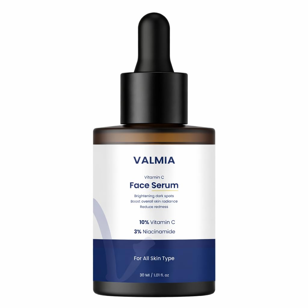 Valmia Vitamin C Face Serum With 10% Vitamin C & 3% Niacinamide | Brightening & Hydrating Serum For Dark Spots, Pigmentation & U
