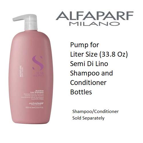 Alfaparf Milano Semi Di Lino Liter Pump For Shampoo & Conditioner - Liquid Pump Dispenser For Shampoo And Conditioner Set - Prof