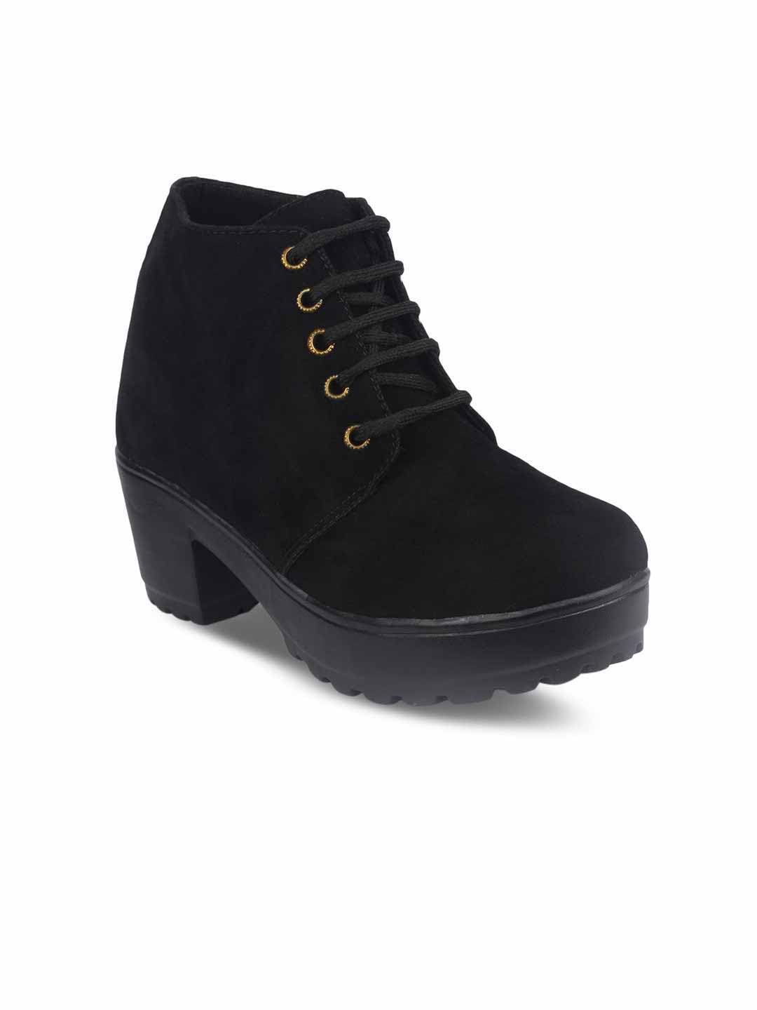 Shoetopia Womens Block Heel Boots, black, 3 UK