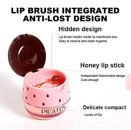 4 Pcs Strawberry Lip Balm, Vitamin E Lip Masks Moisturizing Propolis Sleeping Lip Mask, Effective Reduces Lip Lines Prevention D