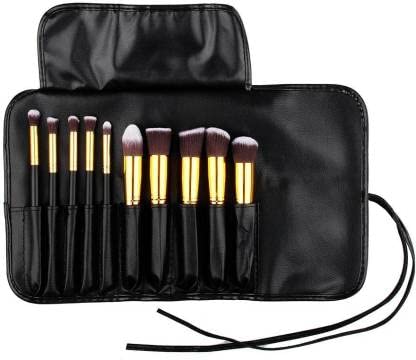 Sunisa Professional Black Soft Bristles 10 Makeup Brushes Set For Womens & Girls  (Pack Of 10)