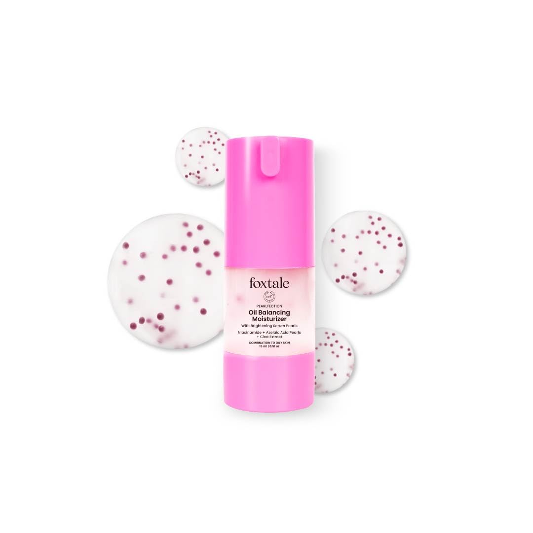 Foxtale Oil-Balancing Gel Moisturizer With Niacinamide, Azelaic Acid Pearls & Cica, 8+ Hours Shine-Free Hydration, Oil-Free, Lig