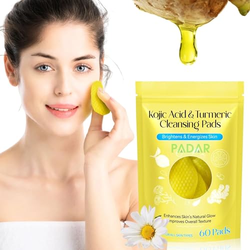 Turmeric & Kojic Acid Face Cleansing Foaming Pads For Dark Spots, Skin Brightening & Acne Prevention With Vitamin C, For All Ski