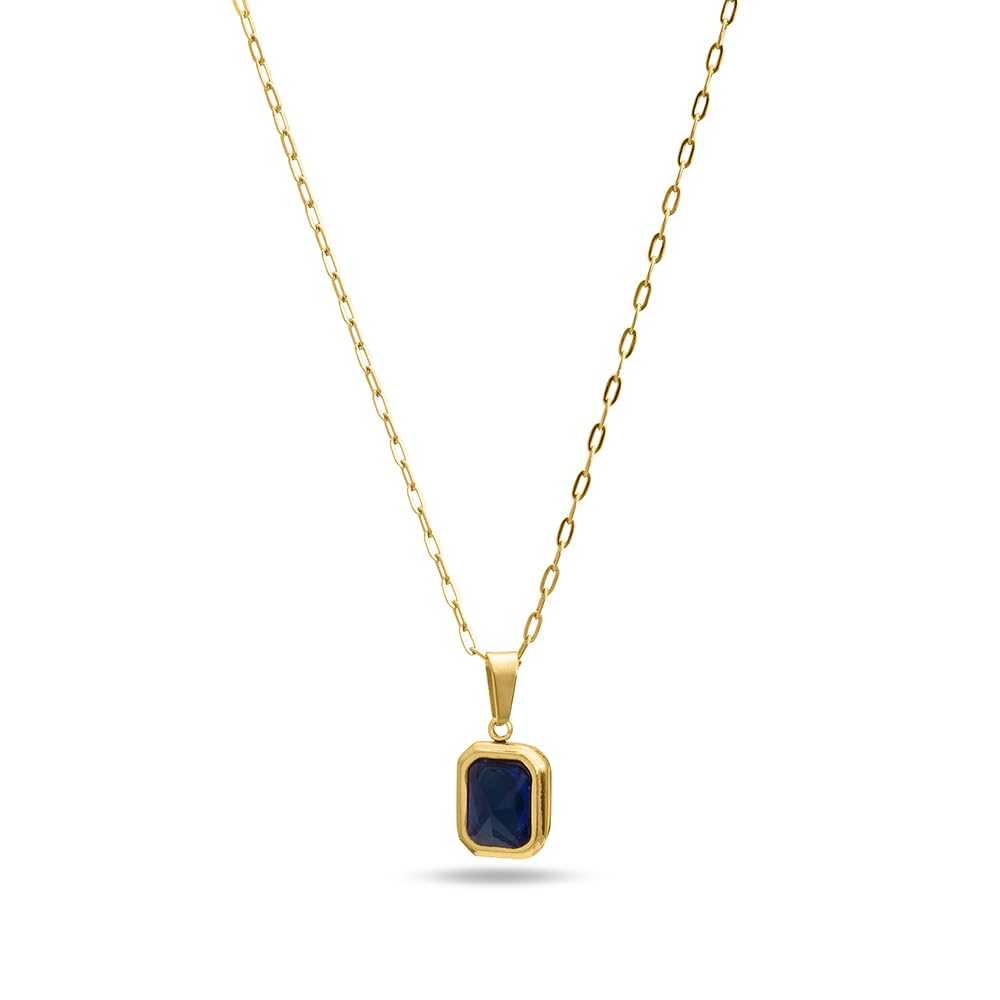 Palmonas Everyday Exquisite Blue Stone Gold Necklace For Womens  Waterproof & AntiTarnish