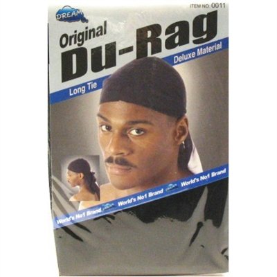 Dream Original Du-Rag Long Tie Deluxe Material 011-Black, 1 Ea
