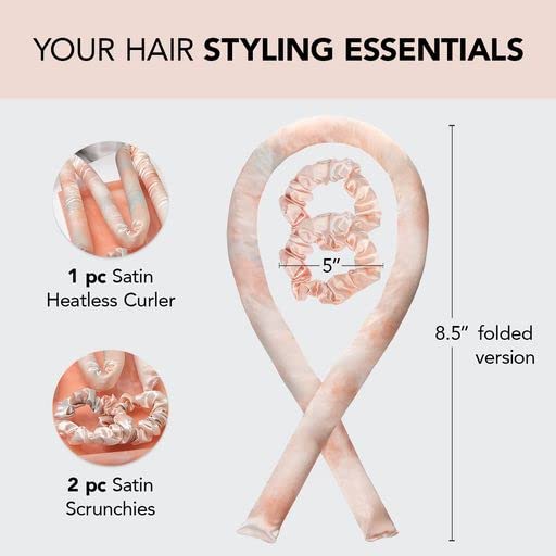 Kitsch Back to School Satin Heatless Curling Set for Hair, Perfect Curls, No Damage, No Heat - Sunset Tie Dye