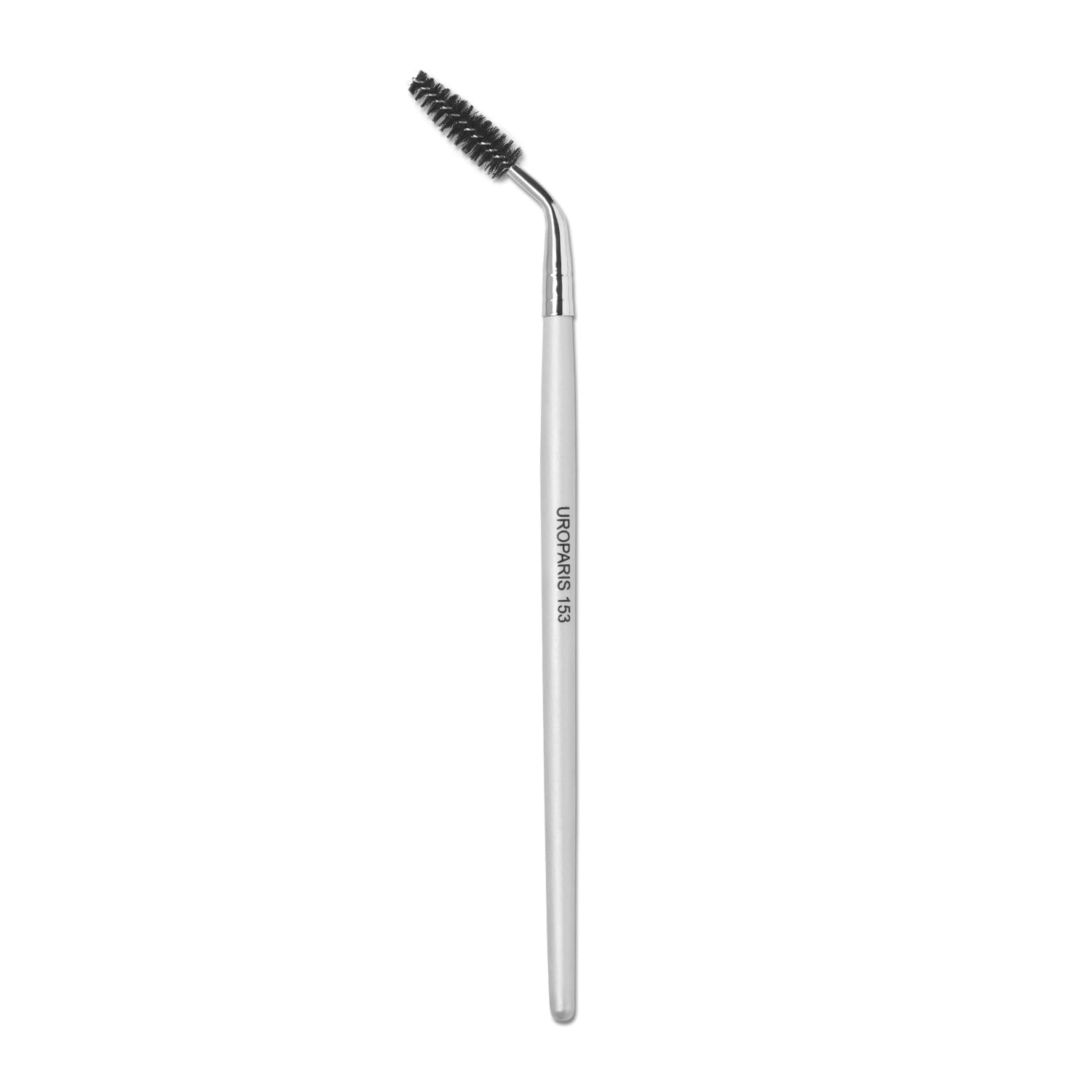 Uroparis 153 Eye Brush For Makeup | Angular Eyebrow Brush With Synthetic Bristles | Wooden Handle, Brass Accents  Silver (1 Pie