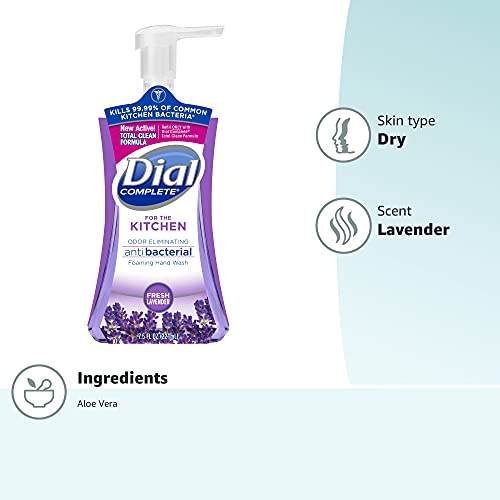 Dial Complete Antibacterial Foaming Kitchen Hand Soap, Fresh Lavender, 7.5 Fluid Ounces