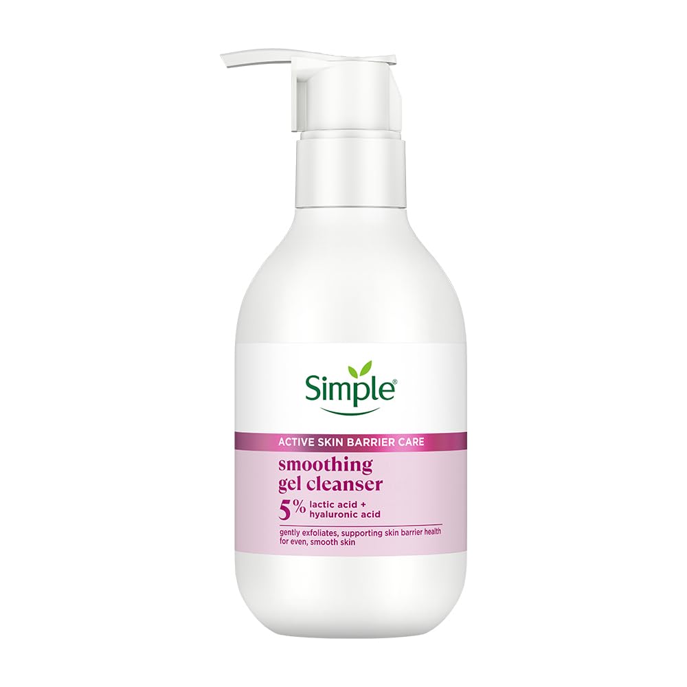 Simple Active Skin Barrier Care Smoothing Gel Face Cleanser 150 Ml | With 7% Ceramide Boosters, Lactic Acid & Hyaluronic Acid | 
