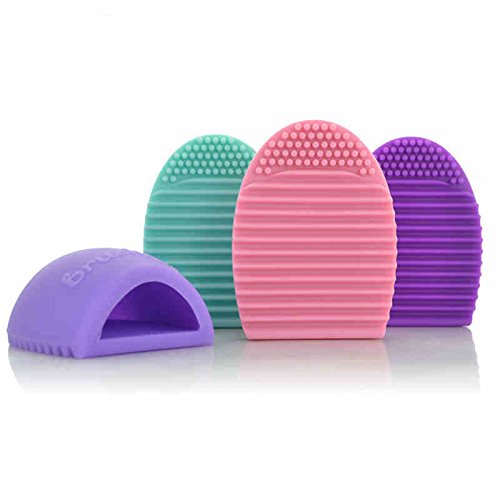 Kitchenfest Silicone Makeup Brush Wash Finger Glove Scrubber Pad Cosmetic Brushes Cleaner, Multicolor (S, 4)