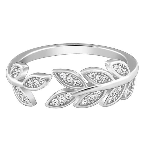GIVA 925 Silver Anushka Sharma Zircon Leaf Ring, Adjustable | Gifts for Girlfriend, Rakhi Rakshabandhan Gift for Sister Bhabhi ,