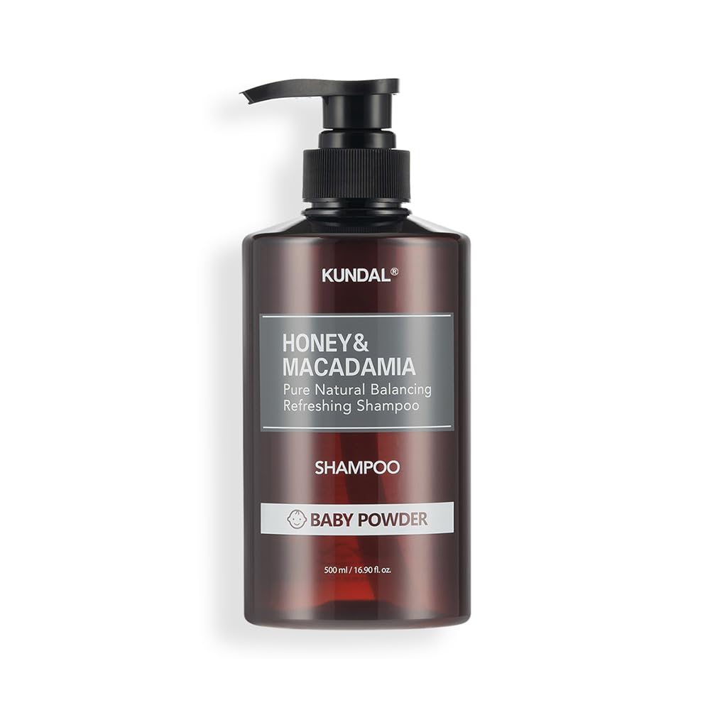 Kundal Shampoo, 16.9 Fl Oz (500 Ml), Baby Powder Scent, Natural Plant-Derived Surfactant, Honey & Macadamia Extract, Ph Weak Aci