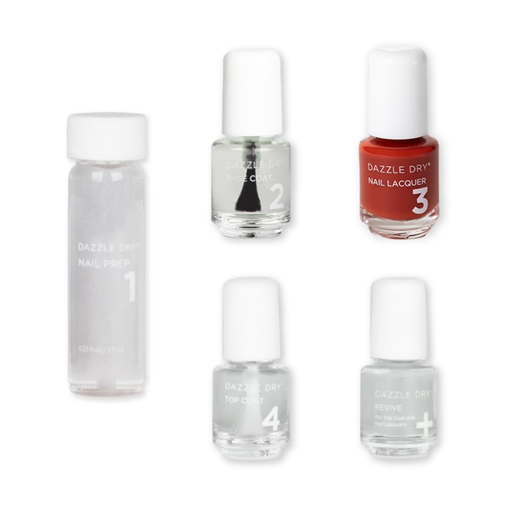 Dazzle Dry Mini Kit 4 Step System - Ember - A burnt red with subtle orange undertones. Full coverage shimmer. (5 Piece Kit / 5 M