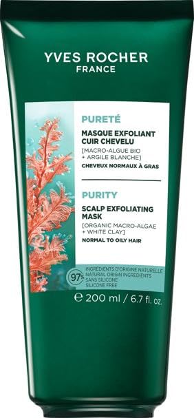 Yves Rocher 2in1 Hair Mask & Scrub Deep Root Cleanse Purifying Scalp Exfoliation Oily Hair Women Men Day Care 200 ml. / 6.7 fl