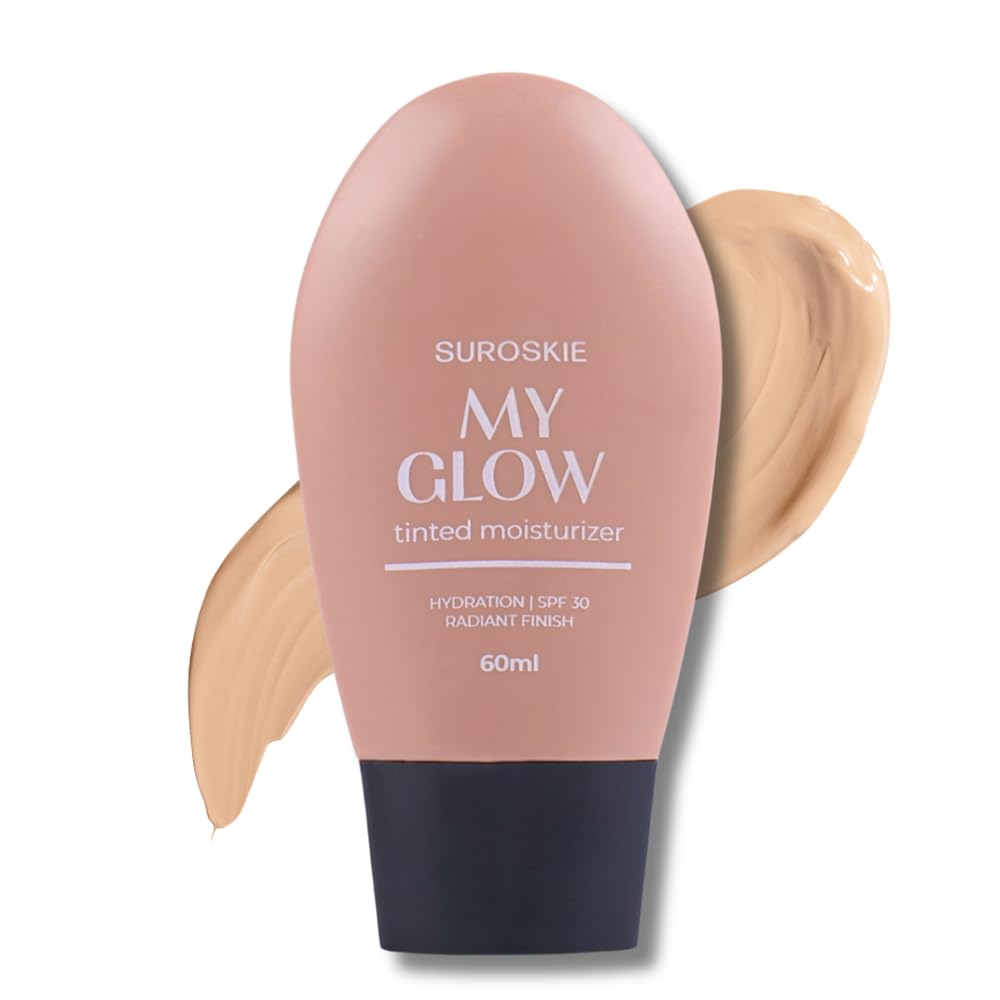 Suroskie My Glow AllInOne Tinted Sunscreen Spf 30 Moisturizer 60 Ml Light Shade | Natural Glowy Finish | Intense Hydration & U